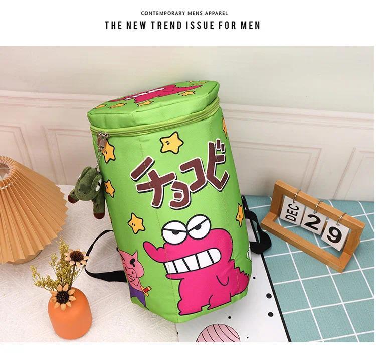Crayon Shin-Chan Same Style Cute Backpack Crocodile Biscuit Backpack Top Zipper Badminton Racket Bag Portable Large Capacity Bag