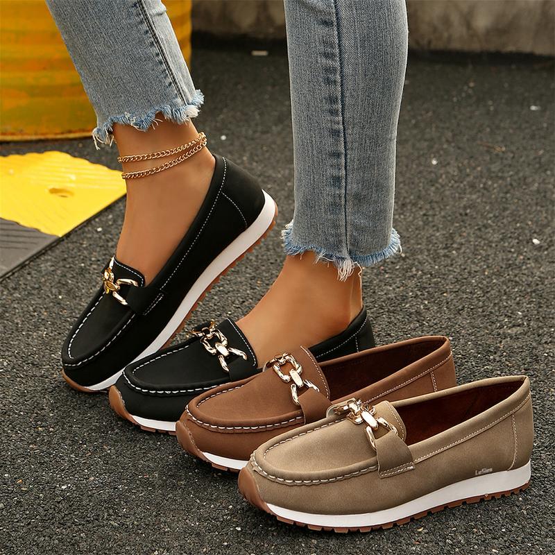 Women's Loafers Shoes with Chain, Round Retro Toe Comfortable Slip On Work Women's Loafers Shoes with Chain, Round Retro Toe Comfortable Slip On Work