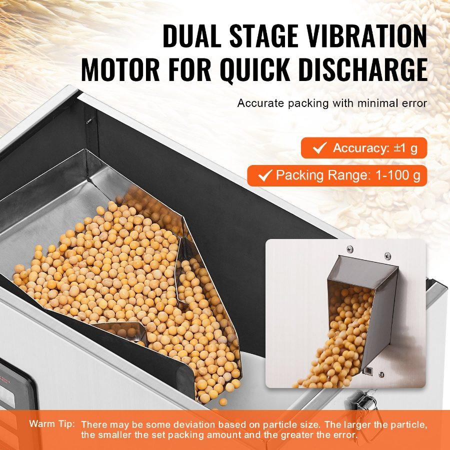 VEVOR Automatic Particle Packaging Machine, 0.002-0.22lbs/1-100g, Multi-Function Pouch Powder Sachet Weighting Filling Packing Machine, Powder Filler Machine for Tea Seeds Grains Flour Beans Glitter