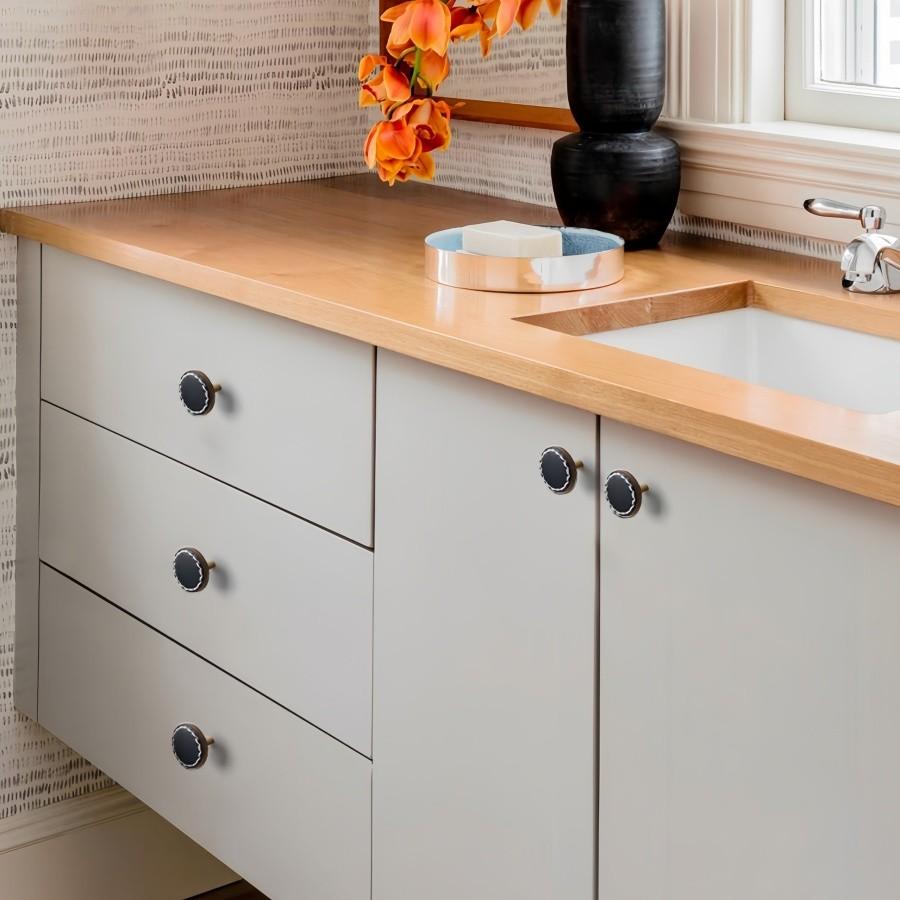 Leather Cabinet Handles Drawer Knobs, Furniture Kitchen Handles, Brass Cortex Pulls Knob, 1 Pack, No Ca Prop 65 Re