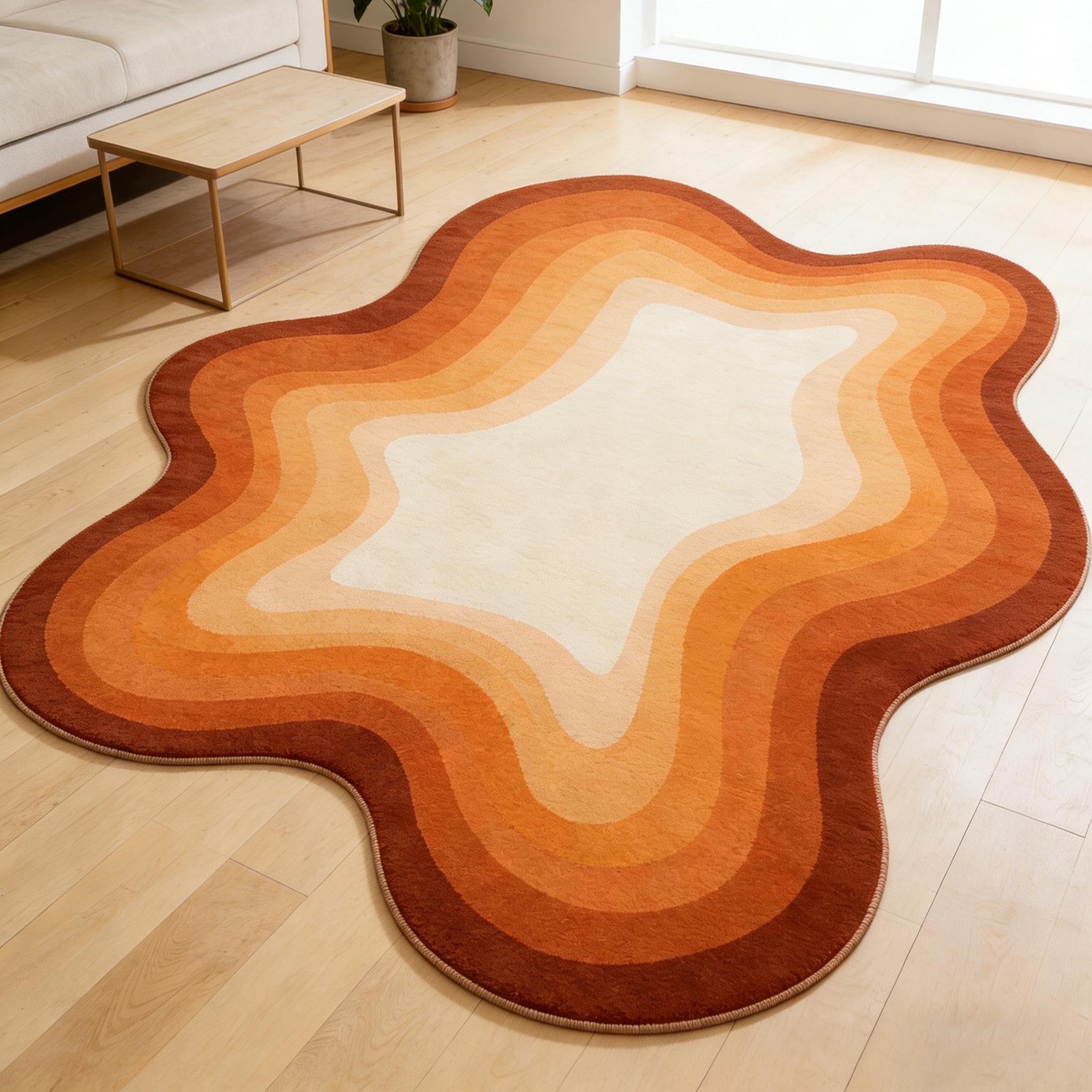 Gradual Cloud Rug, Irregular Abstract Line Mat, Soft Comfortable Non-, Ideal for Living Room Bedroom Bathroom Kitchen Corridor Home Decor
