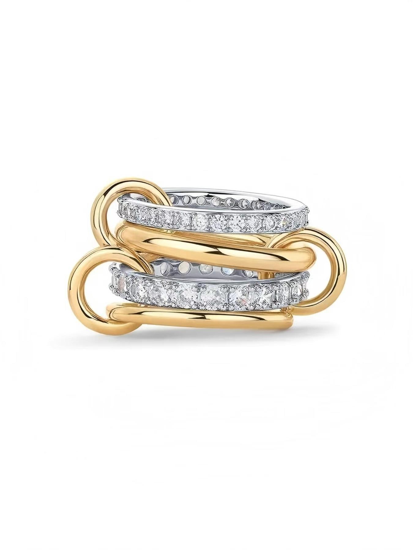 Women's Interlocking Stackable Rings, Personalized Multi-Ring Mixed Metal Stacking Jewelry, Couple Gift, Perfect Gift for Her