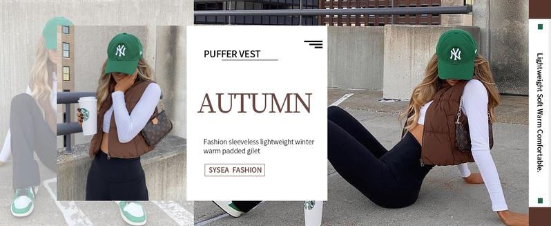 Imily Bela Womens Crop Puffer Vest Winter Zip Up Lightweight Sleeveless Warm Outerwear Padded Coat