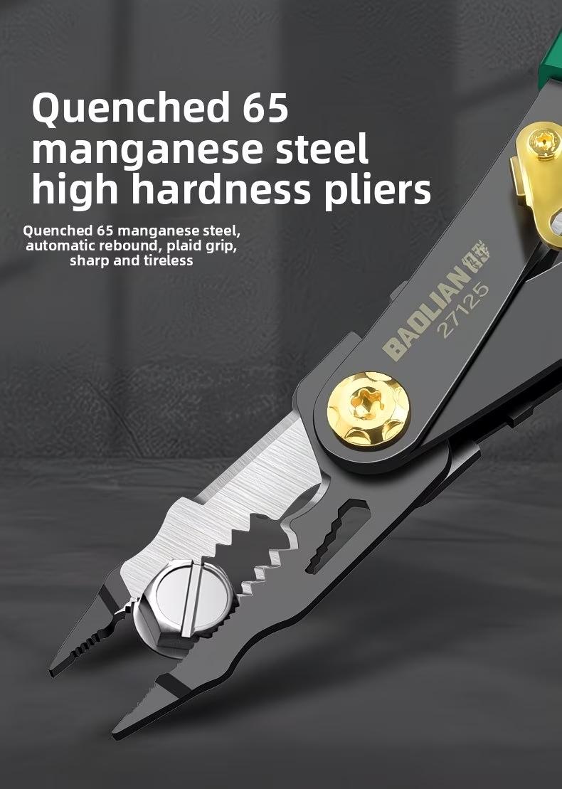 Dual-Head Multi-Function Scissors, High Hardness Deformable Flip Two-In-One Wire Stripping Tool, Quick Powerful Cutting Instrument