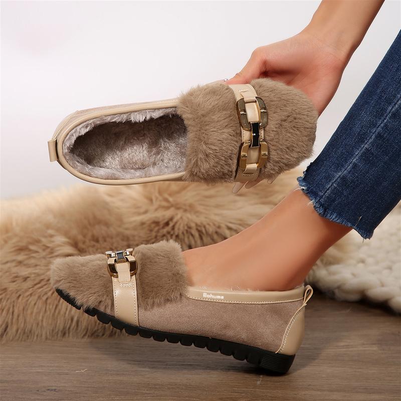 Women's Fuzzy Loafers Soft House Shoes with Indoor & Outdoor Anti-Skid Sole Springfresh