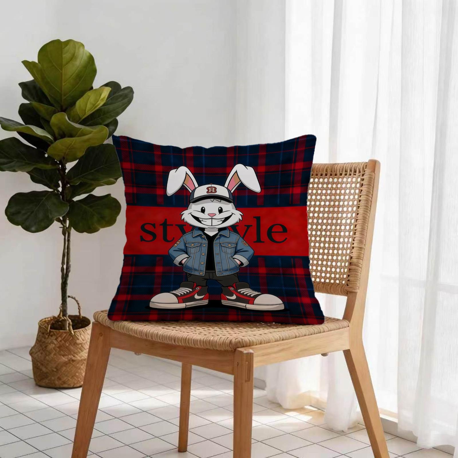 Trendy Rabbit Pattern Pillow, 1 Piece Includes Pillow Core, Soft And Durable, Suitable For Children And Adults, Daily Holiday Birthday Gifts For Beds, Sofas, Cars, Bedroom Decorations