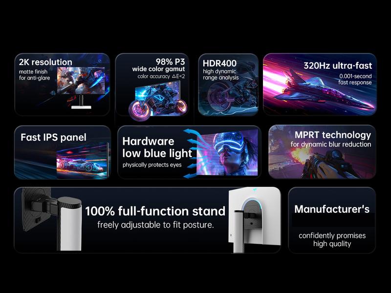 KTC 27" 2K Native 300Hz HDR400 Fast IPS White Gaming Monitor, QHD 2560*1440 Supports OC 320Hz, GTG of 1ms, 144% sRGB High Brightness 450cd/㎡, Low Blue Light, Flicker-Free, Original Rotatable Stand, VESA Wall Mount Compatible, H27E6