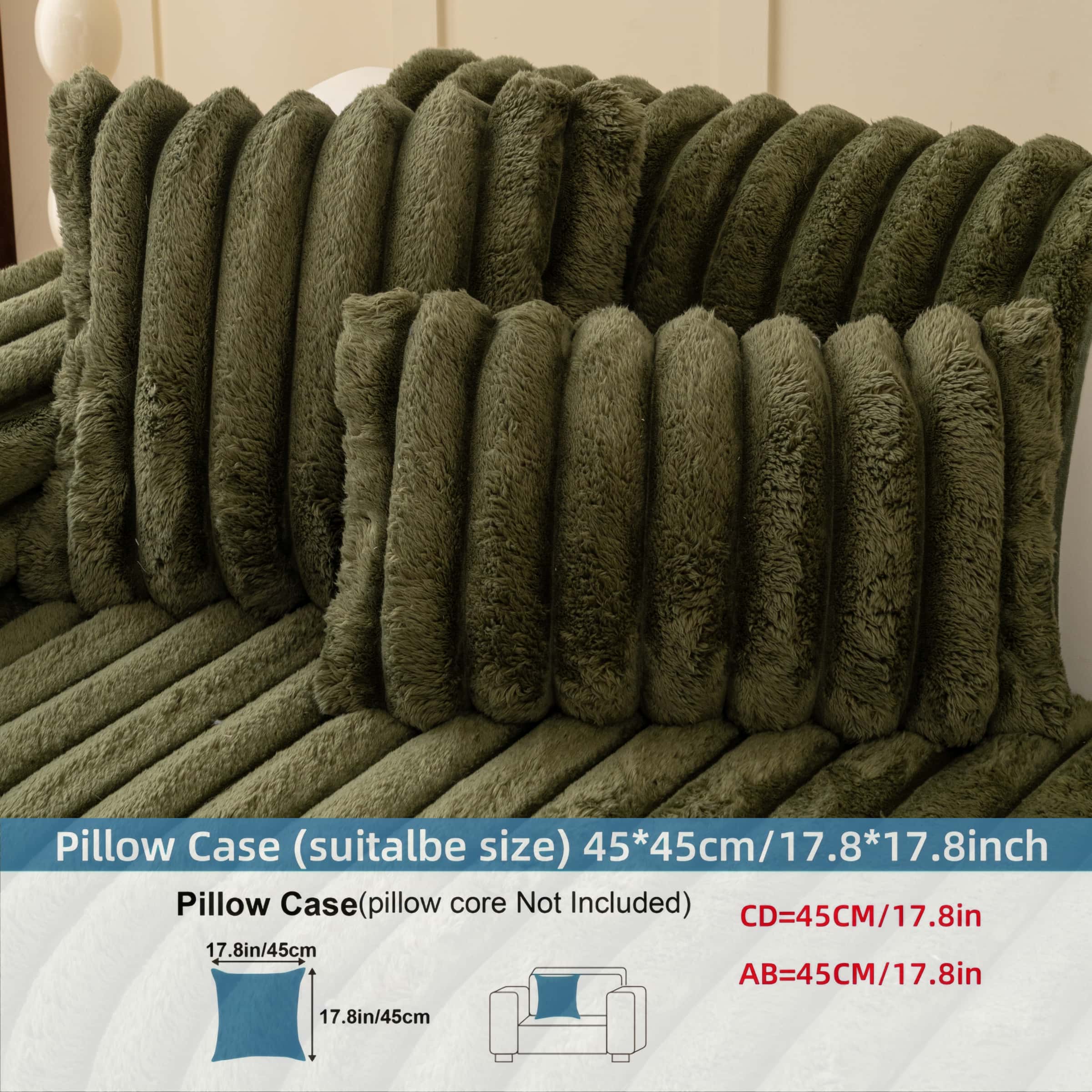 Solid Color Plush Sofa Cushion Cover, Sofa Slipcover, 1 Count Pet-friendly non-slip couch protector, soft & warm thick fleece, machine washable, anti-scratch cat/dog friendly throw, universal fit 1/2/3/4-seater & L-shape sectional