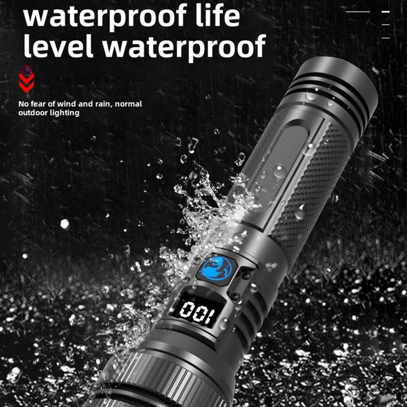 2-piece rechargeable zoom ultra bright flashlight, suitable for emergency power outages, outdoor camping, hurricanes Rechargeable LED battery powered, with 5 lighting modes