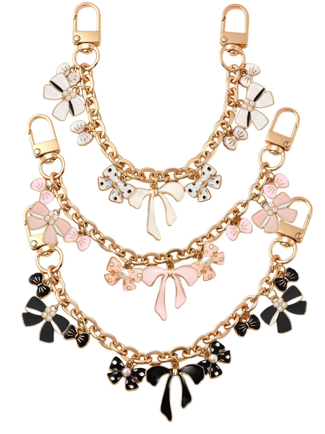 Bow Bag, Fashion Chain Strap, Chain Purse Handbag Charms with Enamel Bowknot Charms Bow Purse Strap Bag Extension Replacement Keychain Accessories for Handbags Shoulder Tote Crossbody