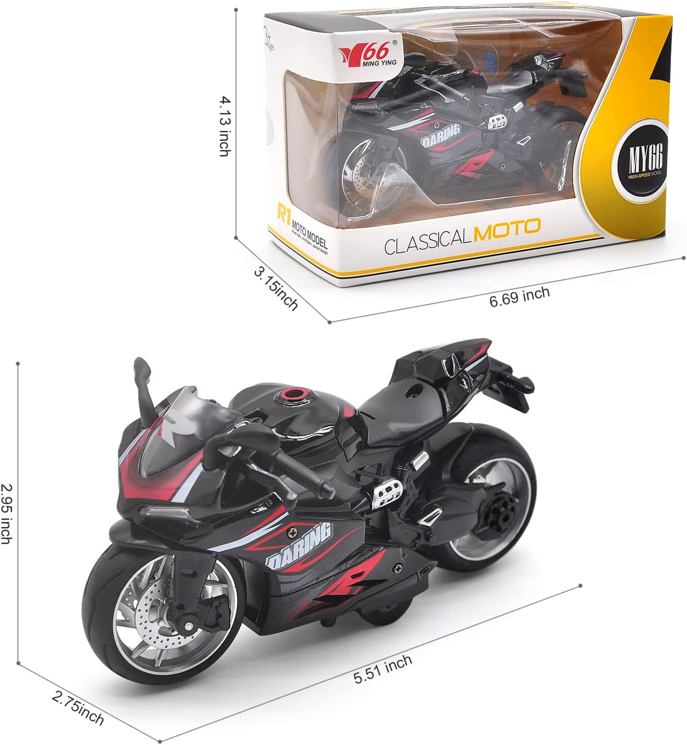 Premium 1:12 Scale Black Pull Back Motorcycle Toy with Sounds and Lights Ideal Gift Premium 1:12 Scale Black Pull Back Motorcycle Toy with Sounds and Lights Ideal Gift