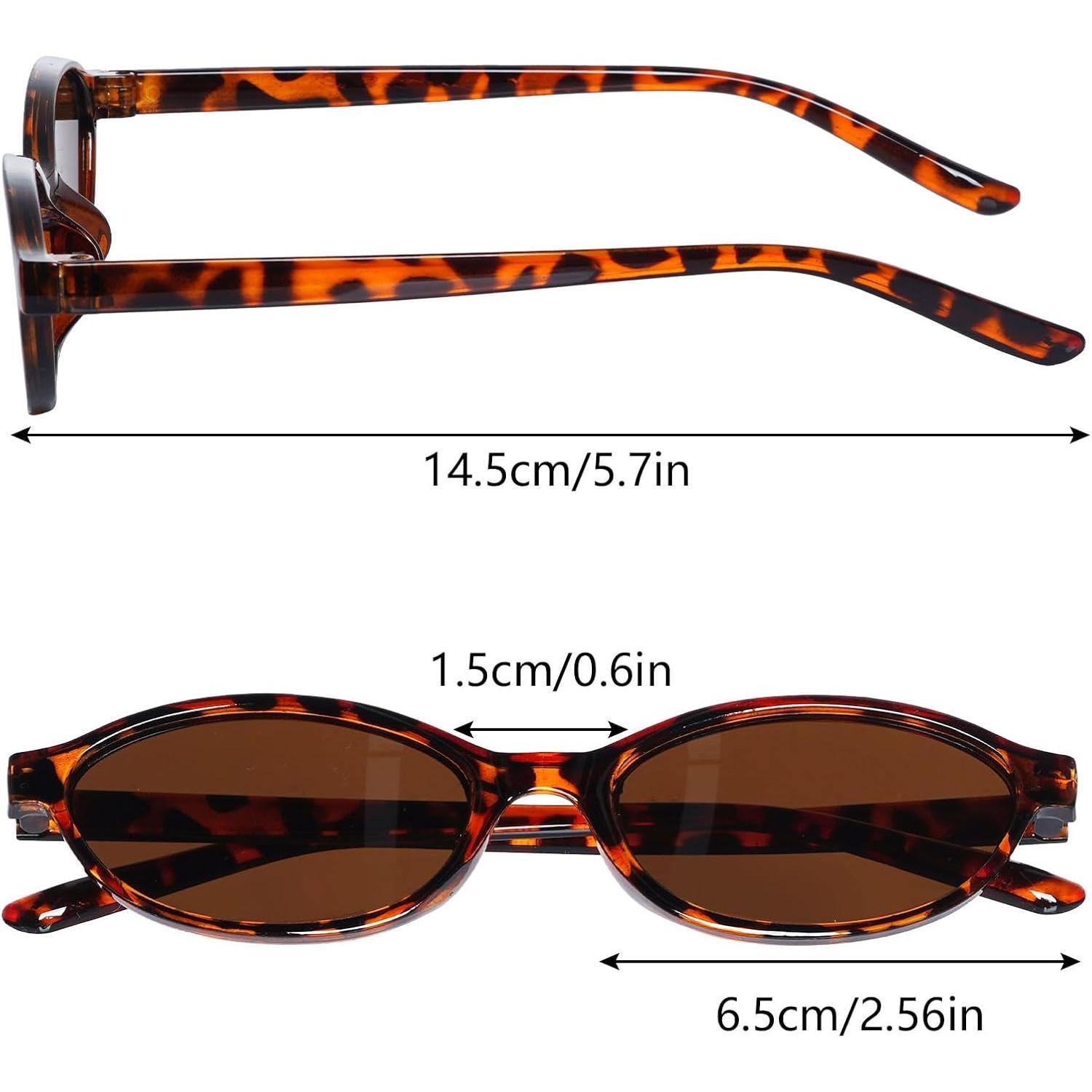 3 Pairs Retro Oval  Eye Sunglasses for Women Y2k Trendy Narrow Shades Sunnies 90s Designer protection Sun Glasses