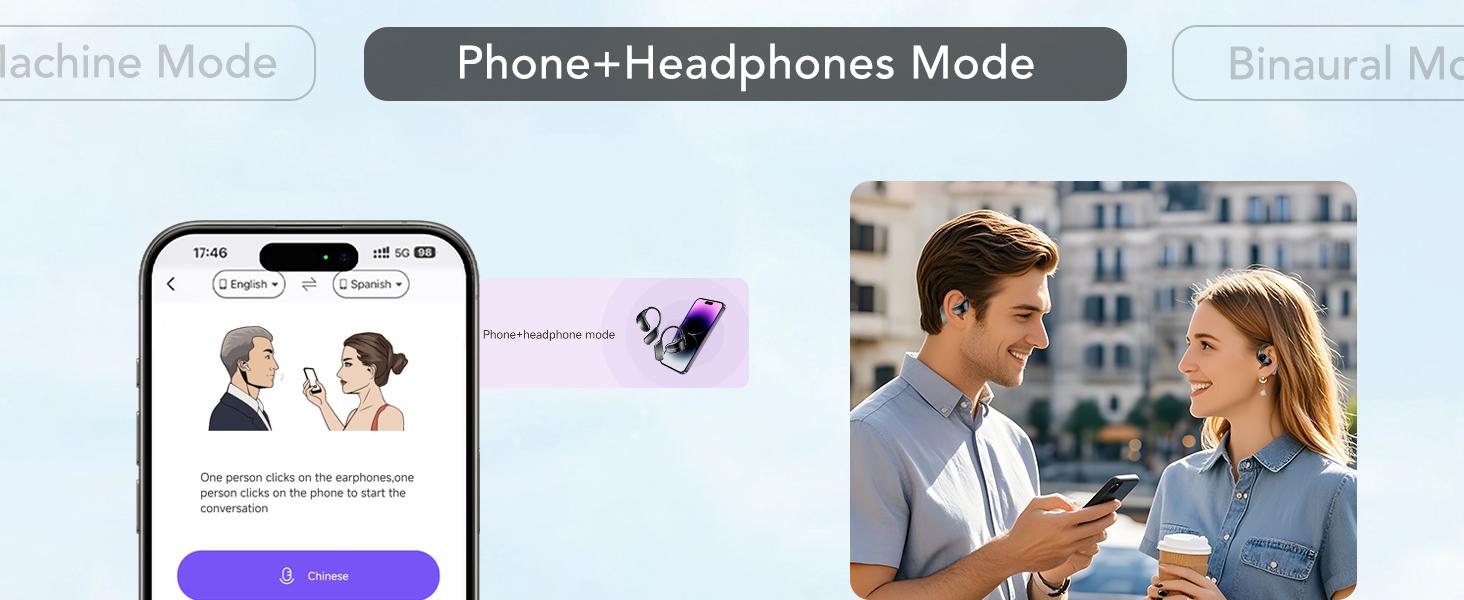 ERAZER XF23 AI translation earphones OWS earbuds, UVC ultraviolet disinfection, touch screen earphones, wireless Bluetooth earphones, HIFI stereo earphones for gaming, travel and sports, built-in microphone