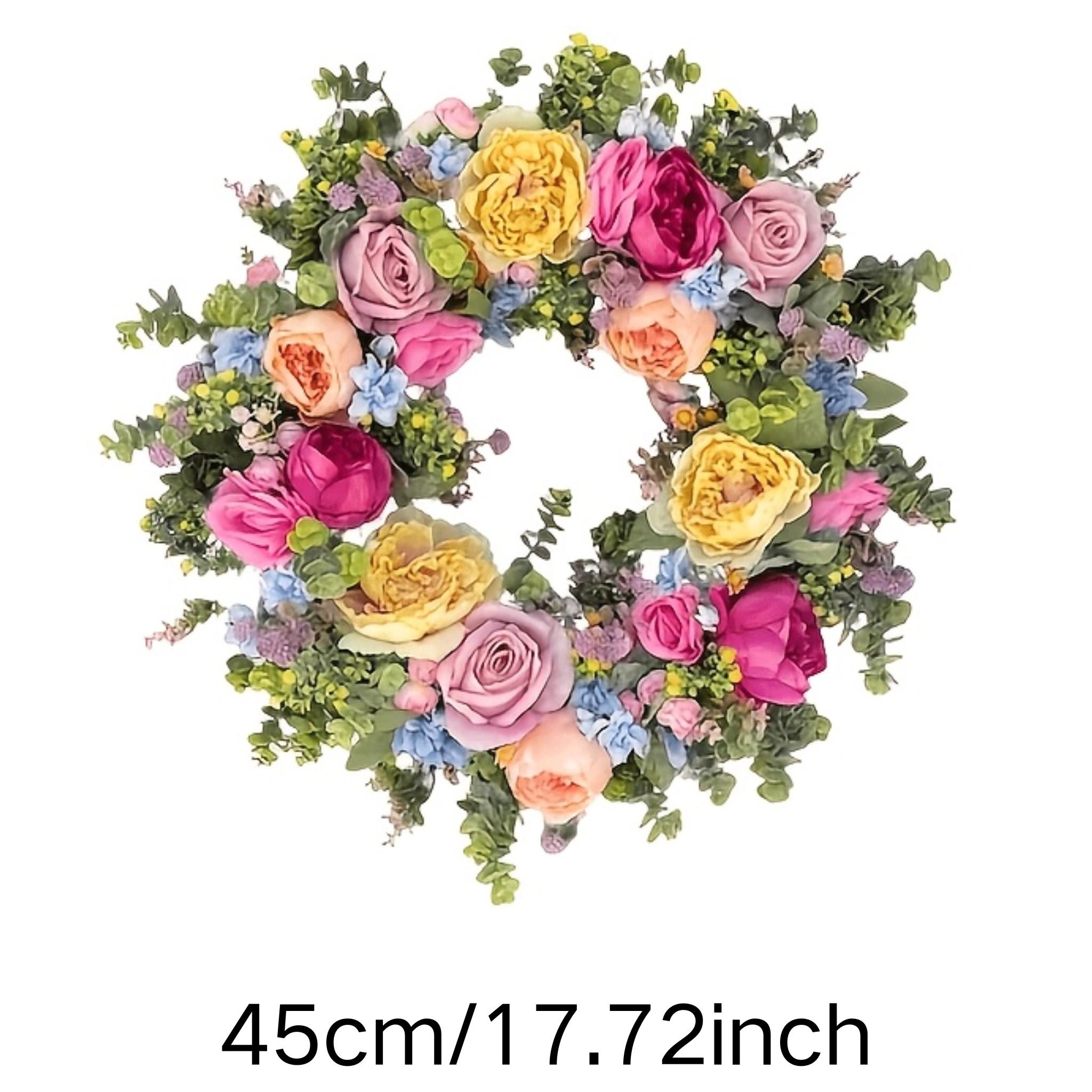 Spring Summer Artificial Flower Wreath, Mixed Rose Peony Dual Door Wreath, Handmade All-Season Wreath, Home Wedding Party Decor