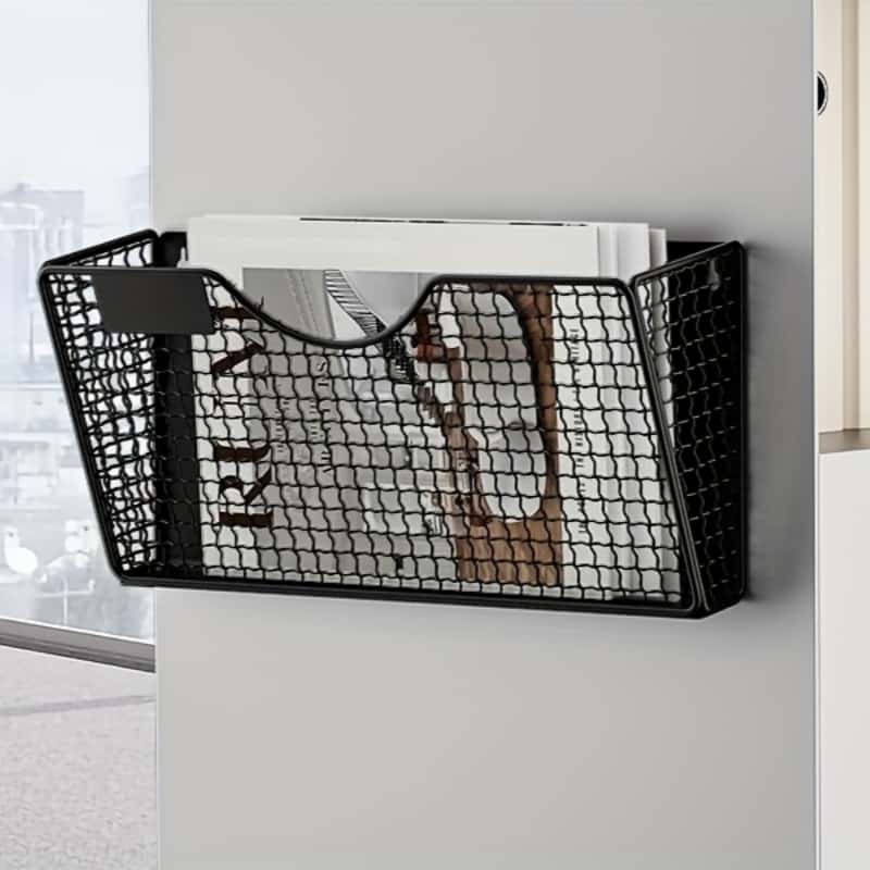 Magnetic File Holder, Pocket Magnetic File Organizer, No Drilling Magnet Paper, Mail Sorter, Magazine Basket, Fridge Cabinet, Office Classroom Wall Storage Rack, Office Desk Accessories