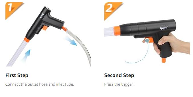 Hygger Aquarium Gravel Cleaner, New Quick Water Changer with Air-Pressing Button Fish Tank Sand Cleaner Kit,1 count Portable Handheld Fish Tank Water Changer