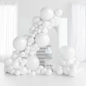 Balloons, 145pcs White, Latex Balloons 18 12 10 5 Inch Party Balloon Kit Different Sizes for Birthday Party Wedding Balloon Graduation Baby Shower Decoration