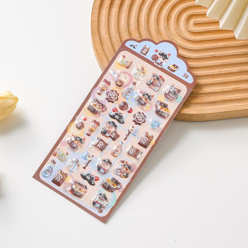 Cute 3D Resin Stickers, Cartoon Animal Food Hand Account Decorative Stickers, Fun and Creative Paper Craft Supplies