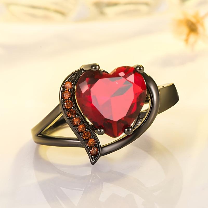 Heart Ring Fashion Design Couple Rings Jewelry Love Girlfriend Boyfriend Souvenir Valentine Father Mother Anniversary Engagement Wedding New Year Christmas Halloween Birthday Gift