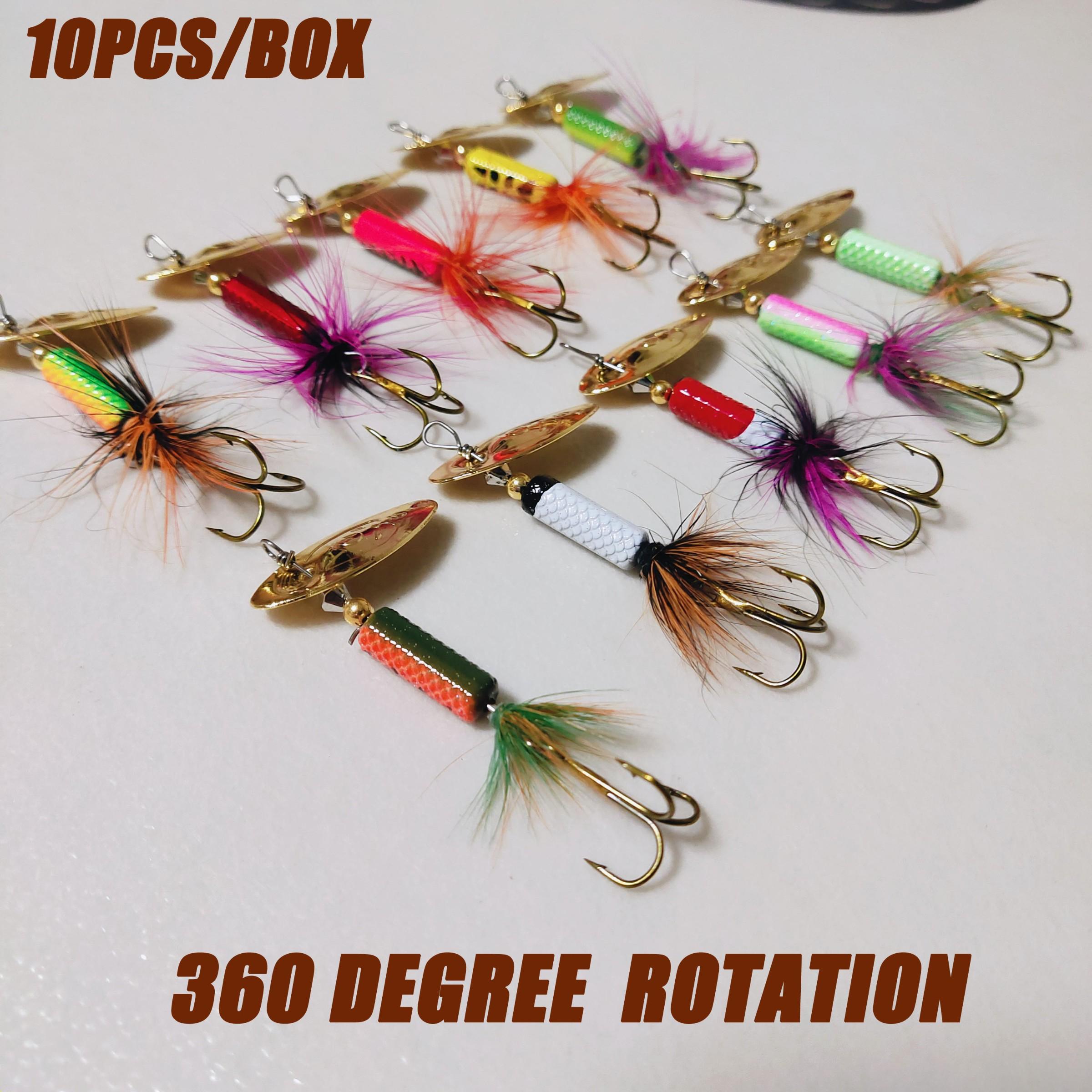 10 Pack Rotating Sequins Set, Composite Lure Bait, Metal Fishing Baits, Artificial Fish Lures, Realistic Fishing Lures, Fishing Supplies, Fishing Tackle