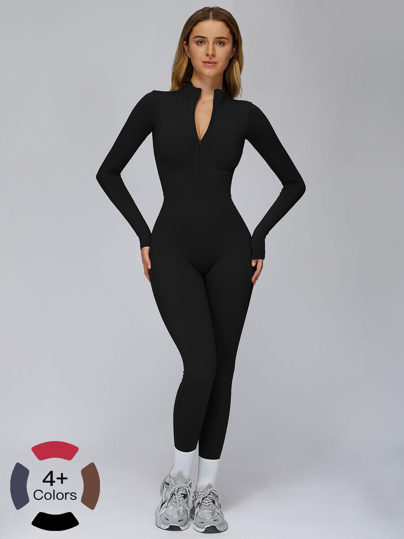 Autumn Winter Cross-Border Jumpsuit, Tight-Fitting Fleece Yoga Jumpsuit, Outdoor Warm One-Piece, Sporty Comfy Jumpsuit, Running Fitness Clothes