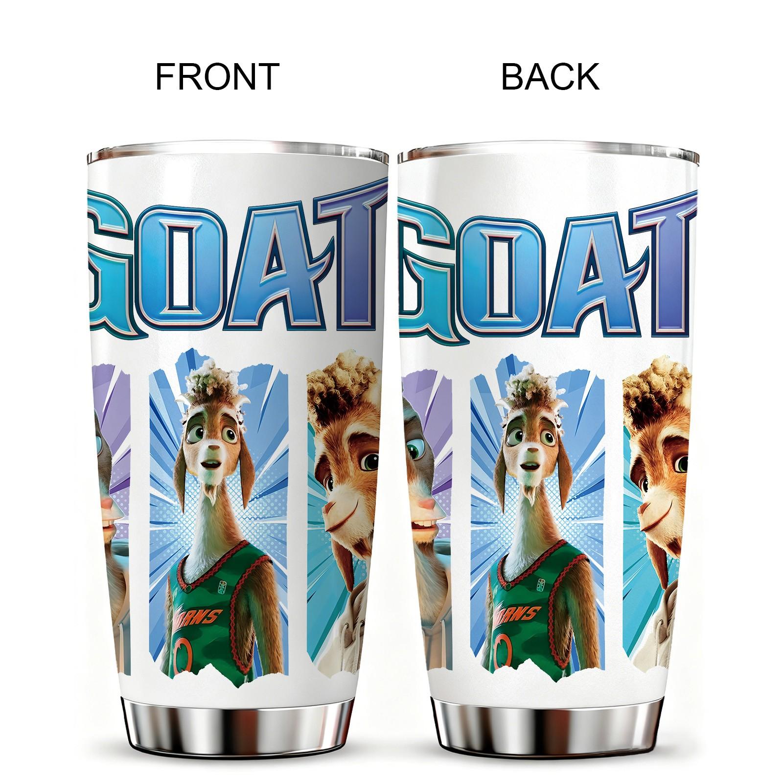 Auracup 1 Pc Insulated Mug, Tumbler with Movie Style Goat Basketball Pattern, 20oz Double Wall Vacuum Stainless Steel Design, Keeps Drinks Hot for 12 Hours and Cold for 24 Hours, Leak Proof Lid, Cinematic Sport Theme with Celebration Party Vibe, Durable
