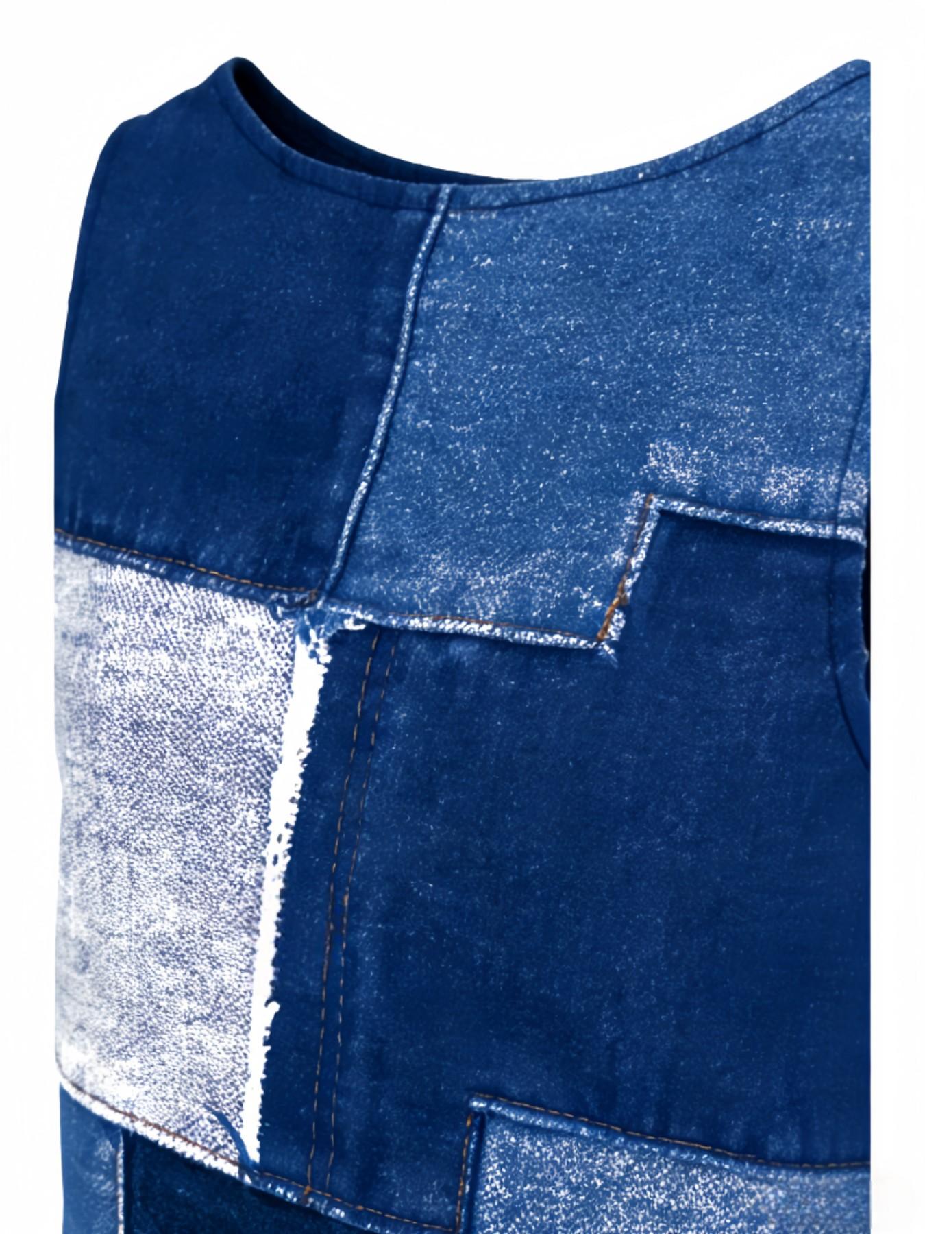 New Round Neck Vest Style Fashion Full Print Outerwear, Comfortable Home Wear Dress for Women, Stylish and Cozy Evening