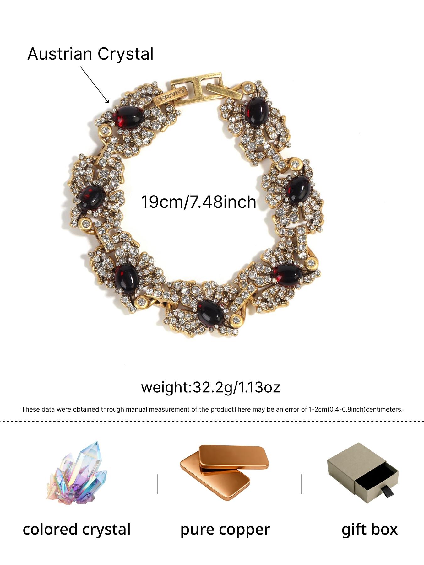 A gorgeous bracelet made of ruby-colored glass and clear crystal, suitable for daily commuting, vacation dates, and also a delightful little gift.