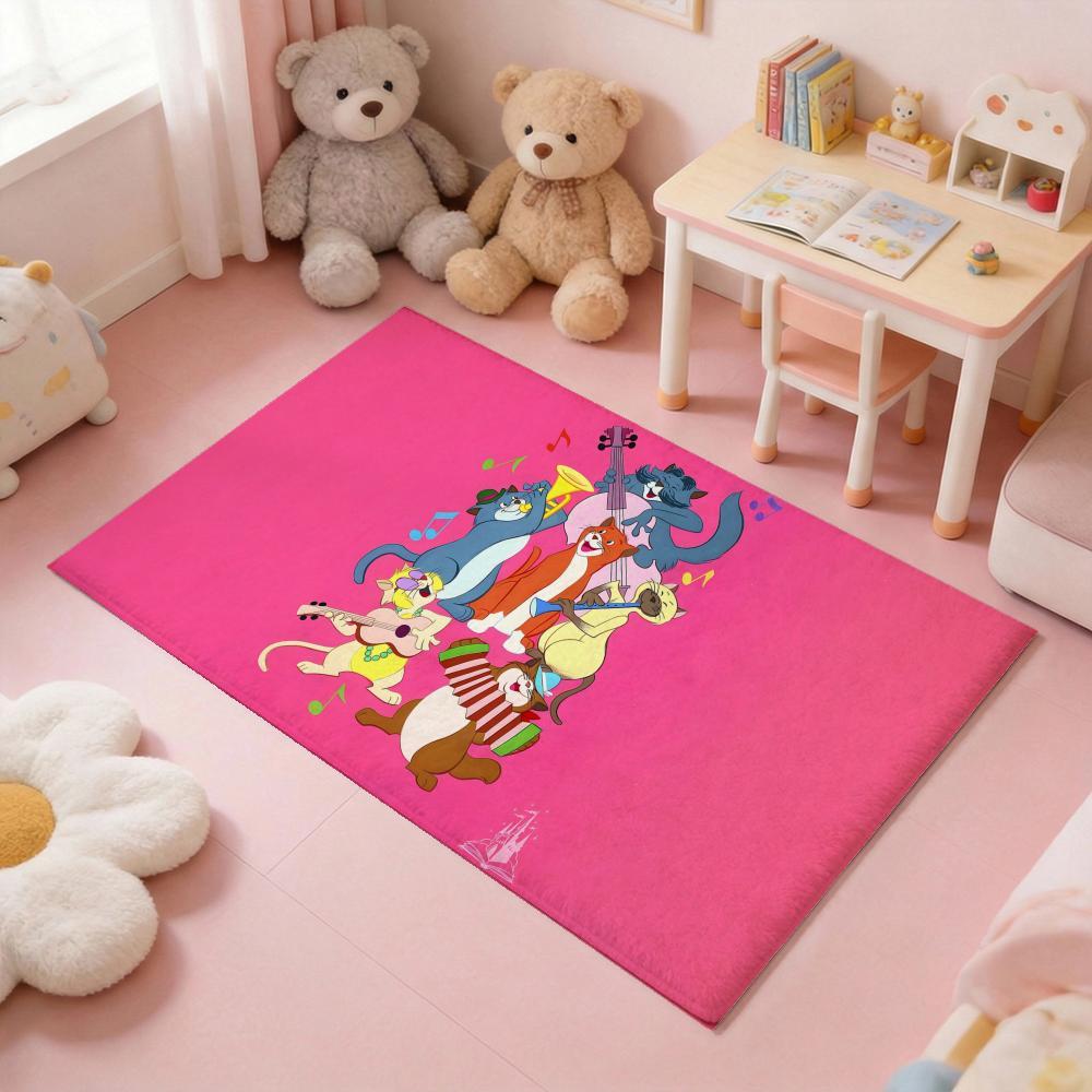T-The Aristocats cartoon Floor Mat Thickened Soft Flannel Rug – Non-Slip, Absorbent & Wear-Resistant Indoor Mat for Entryway, Living Room & Daily Home Use
