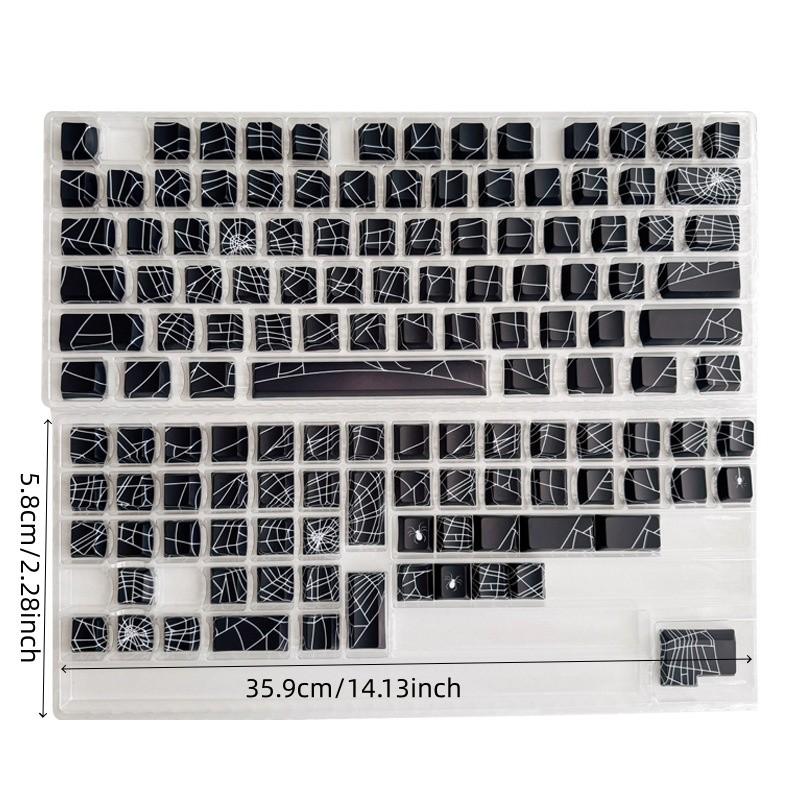 Spider Web Side Printed Keycaps, Mechanical Side Transparent Pbt Five-Sided Heat Transfer Customizable Keycaps, 130pcs Boxed