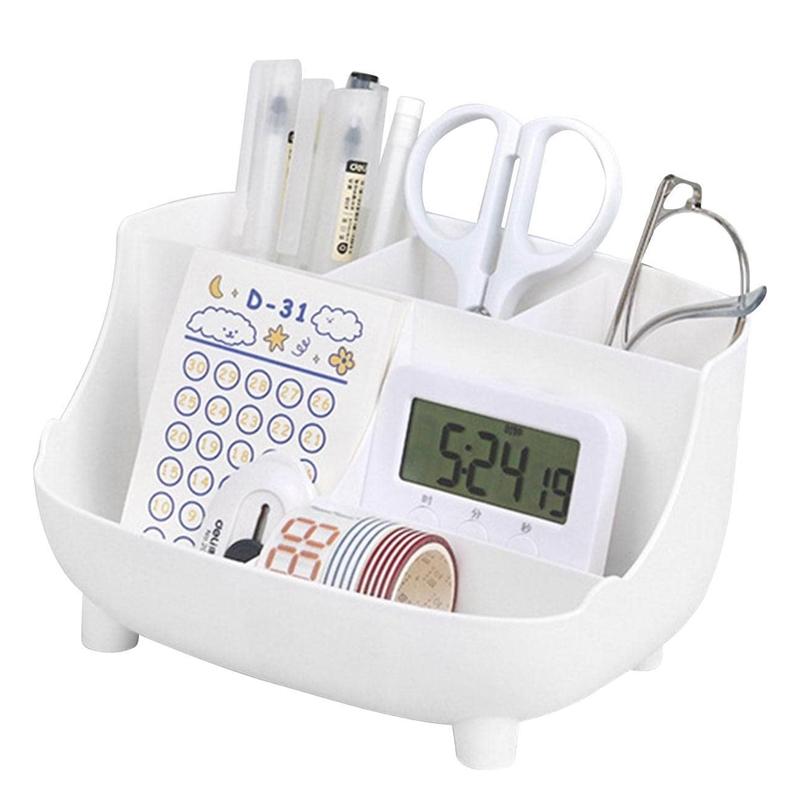 Multifunctional Large Capacity Desktop Organizer, Makeup & Stationery Storage Box with Multiple Compartments, Dustproof Portable Case for Dorm, Office, School Supplies