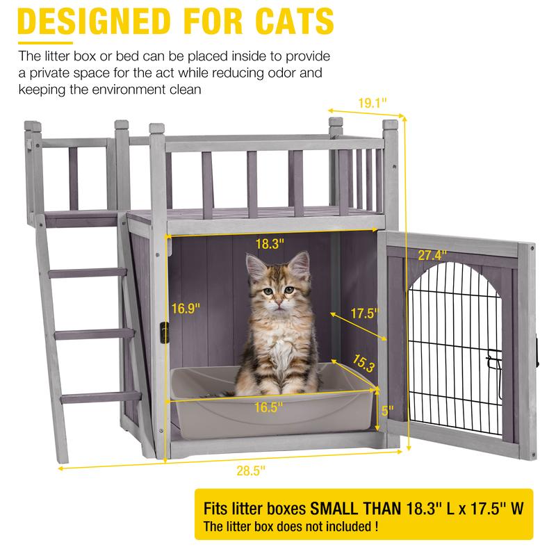 Aivituvin-AIR08-B Outdoor Dog/Cat House, Indoor Cat House (Litter Box and Bed Allowed)