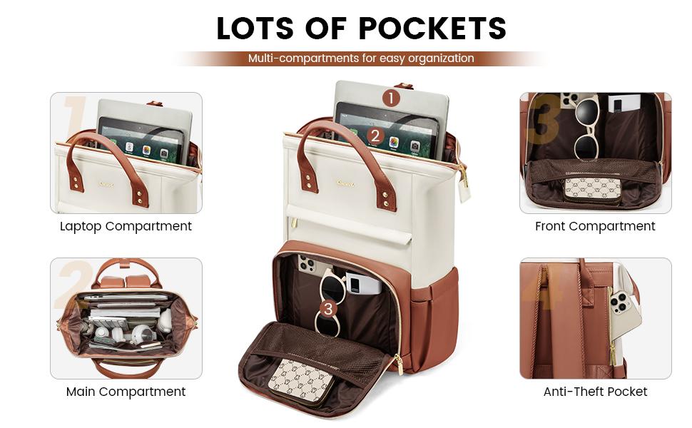 LOVEVOOK Fall Vegan Leather Backpack for Women,17 inch Leather Laptop Backpack for Women,Professional Work Backpack Nurse College Teacher Bag,Women Laptop Tote Bag Computer Travel Backpack Purse