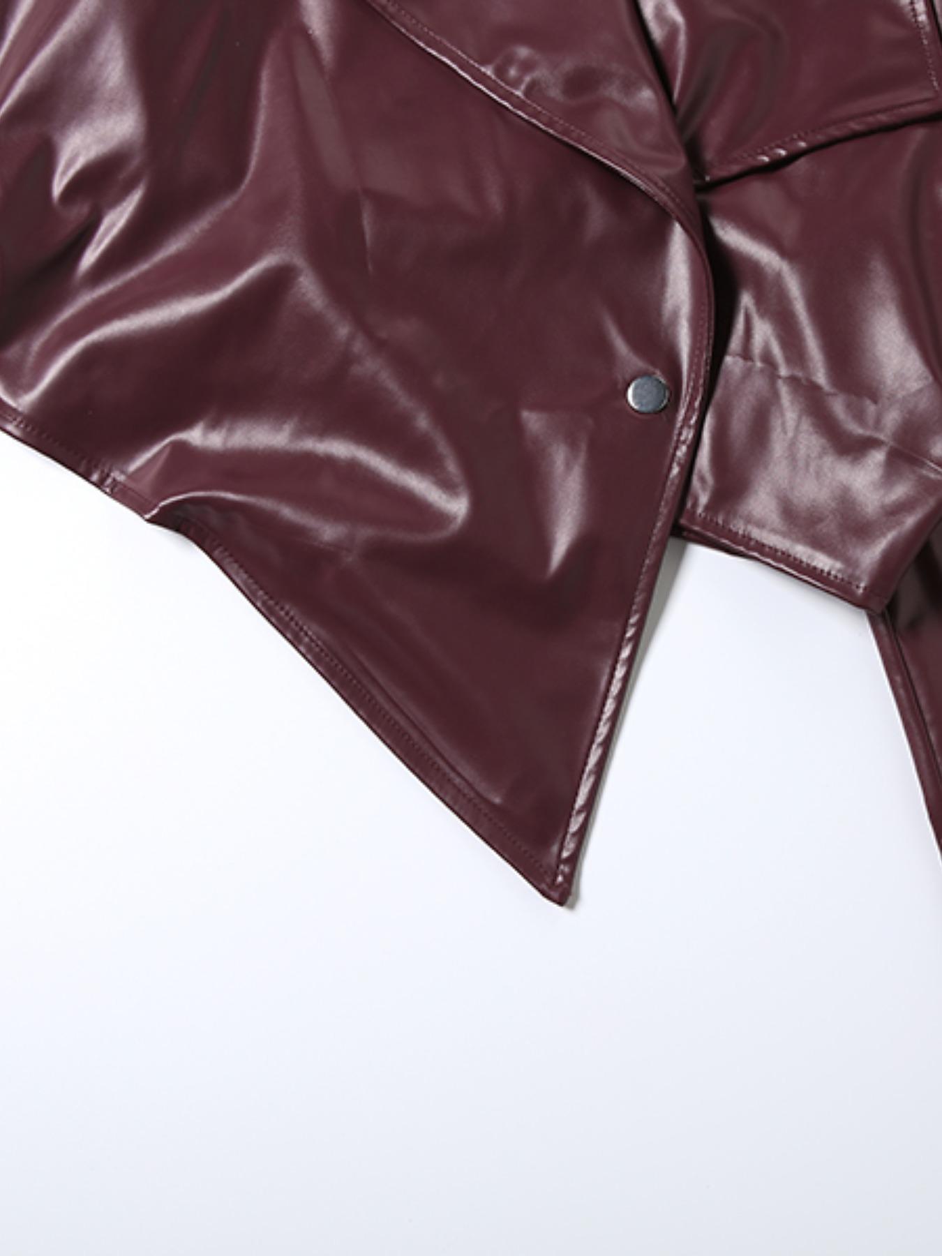 Women's Summer Fashion PU Leather Jacket, Casual Slim Fit Crop Top Coat, Stylish European Style Outerwear for Women, Casual Fashionable Outerwear