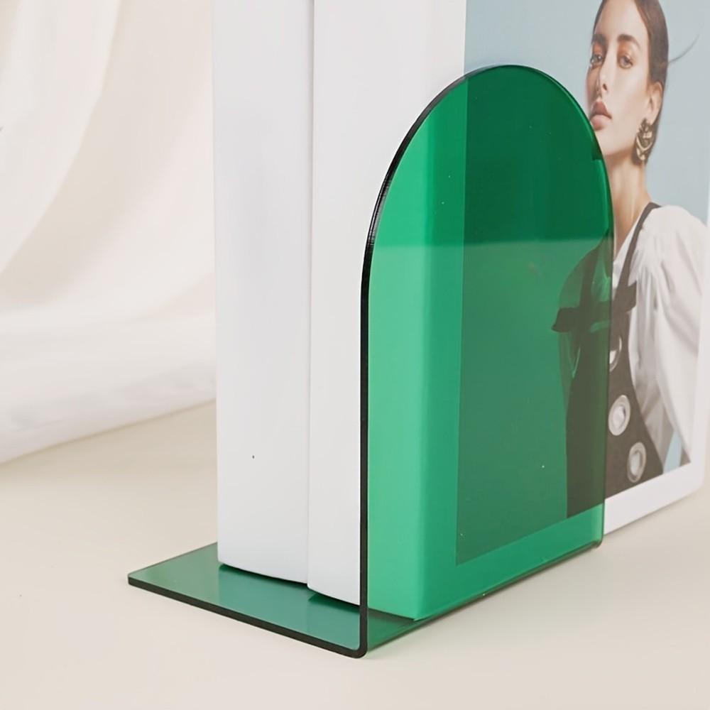 Acrylic L-Shape Book Stand, Transparent Blue, Thick Anti-Slip Design, Ideal for Students Office Home Decor