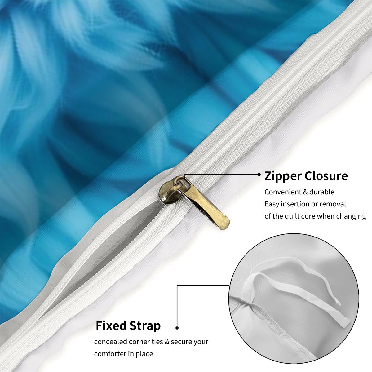 3pc Pink and Blue Heart Digital Print Duvet Cover Set, Bed Sets Supplies, includes 1 duvet cover and 2 pillowcases, suitable for single, double, queen beds, bedrooms, guest rooms, dormitories, hotels