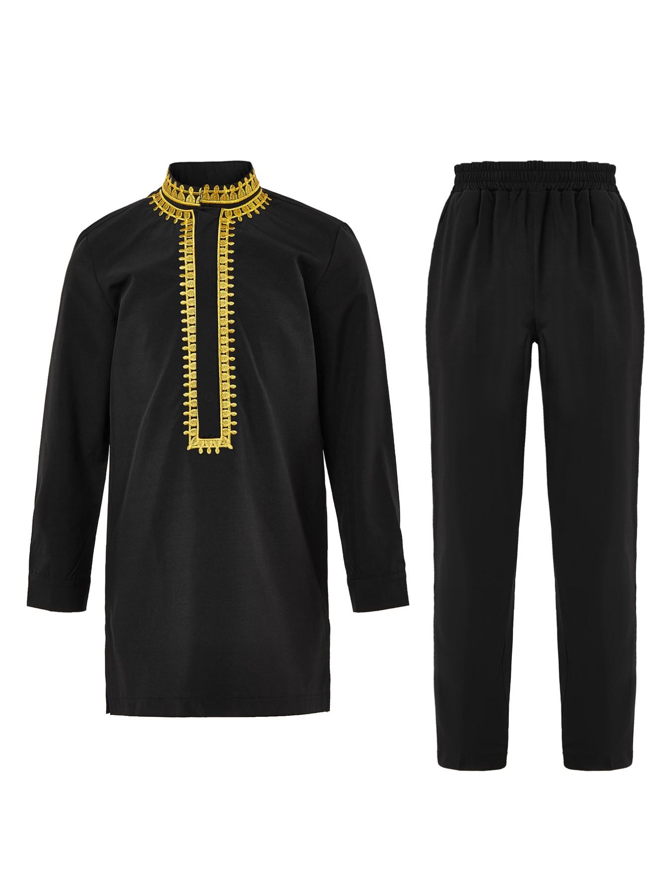 Ethiopian Traditional Kids Costume Set, Gold Embroidered Dress, Overseas Bestseller Return, Unique Cultural Fashion