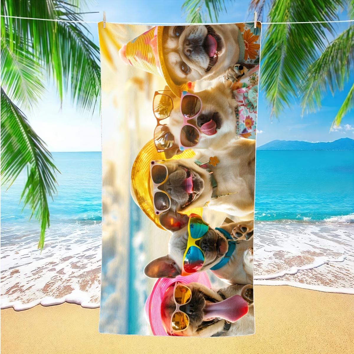 Funny Dogs Beach Towel, Quick Dry Lightweight Bath Towel, Soft Microfiber Swim Towel, Pool Towel, Shower Towel, Absorbent, Summer Accessory, Perfect for Outdoor, Sport, Travel, Beach, Pool