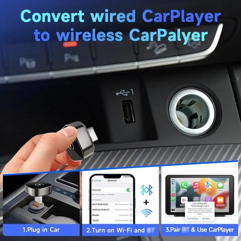 2025 Wireless CarPlay Adapter for iPhone/Android - Fast Connection, No Delay, Hands-Free Calling Wireless Adapter Mini USB Car Design, Apple CarPlay Plug-and-Play, Easy to Use Wireless CarPlay Dongle, Wirefree CarPlay Adapter