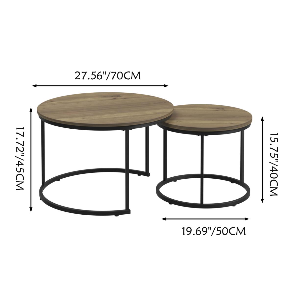 Nesting Coffee Table Set of 2, 27.6inch Round Coffee Table Wood Marble Pattern Top with Sturdy Metal Frame, End Table Side Tables for Living Room Bedroom Balcony Yard Nesting Coffee Table Set of 2, 27.6inch Round Coffee Table Wood Marble Pattern Top with Sturdy Metal Frame, End Table Side Tables for Living Room Bedroom Balcony Yard