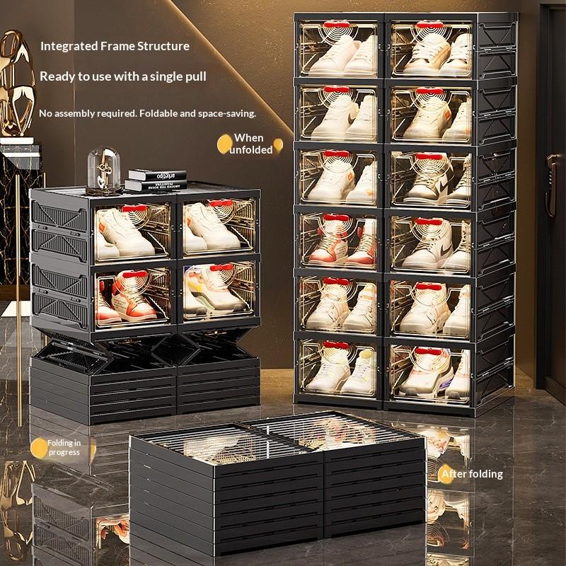 Foldable Sneaker Wall Organizer, Crystal Clear Design, Easy Setup in Seconds, Ideal for Messy Shoes, Available in 1/3/5/6 Sets