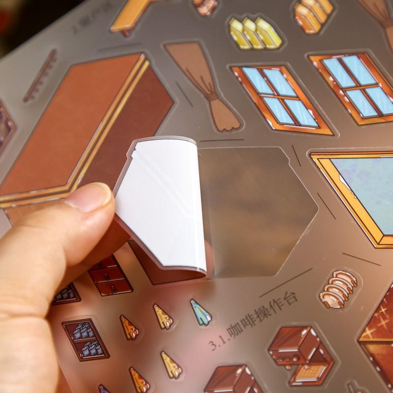 3 Sheets/bag PVC Pack, Warm Light House Series Decorative Material, Hand Account Stationery Diary Sticker Water Bottle Multi-Scene Decoration