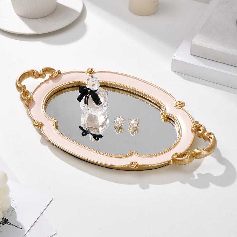 Elegant Cloud-Shaped Mirror Tray, Resin Hand-Painted Home Decor Plate, Glass Inlay Design, Multi-Color Options, Perfect for Photography Props