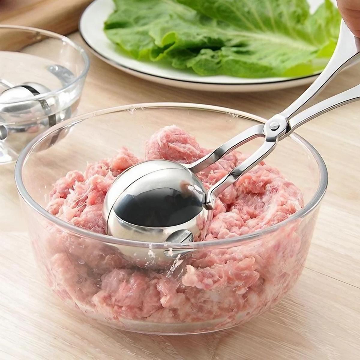 Portable Stainless Steel Multi-Function Ball Maker Tool, S/L Sizes for DIY Fish Ball Rice Ball Ice Cream Scoop Mold, Kitchen Cooking Handheld Accessory