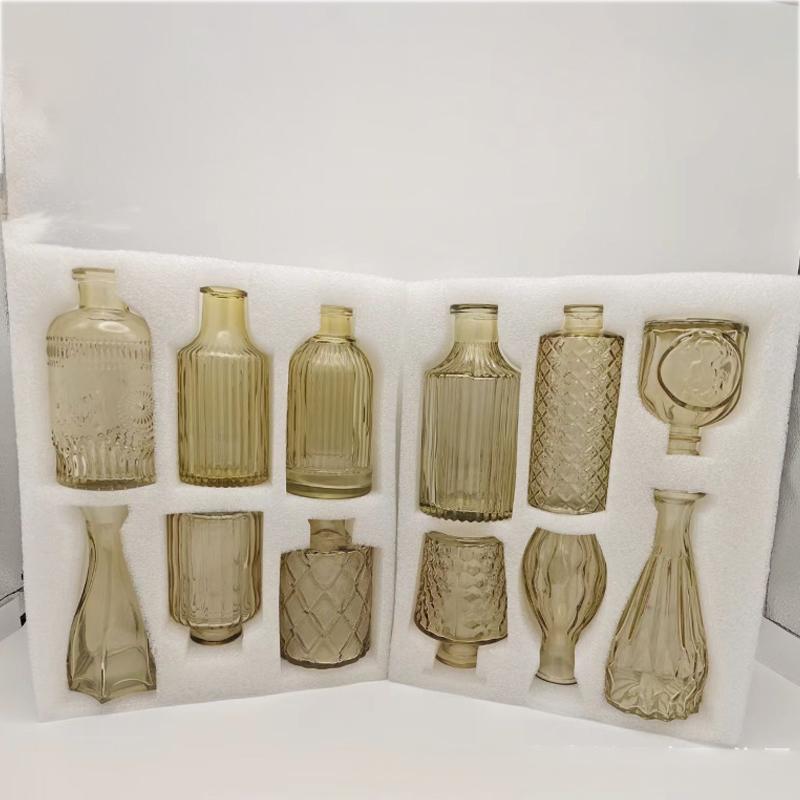 12pcs💐Glass Bud Vase Set As Wedding Centerpieces for Tables,Small Minimalist Vases for Flowers, Vintage Rustic Home Decor for Table Centerpiece Wedding Party, Birthday Party,Anniversary,Modern Clear Aromatherapy Bottle for Living Room Bedroom