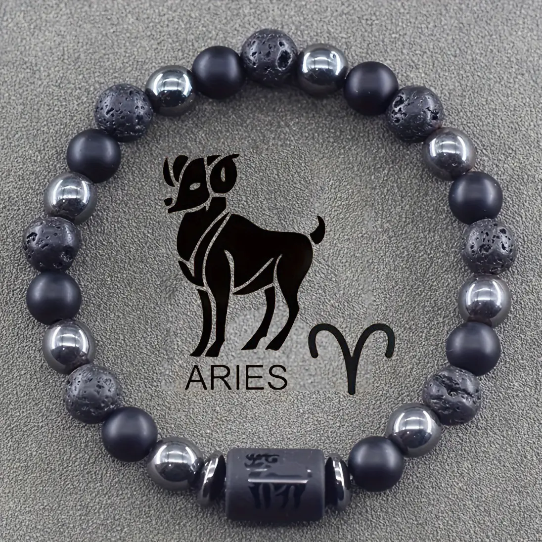Zodiac Bracelet for Women, Genuine Gemstone Beaded Bracelet, Astrology Zodiac Charm Jewelry, Adjustable Stretch Band, Personalized Birth Sign Gift for Aries, Gemini & All Zodiac Signs, Everyday Wear