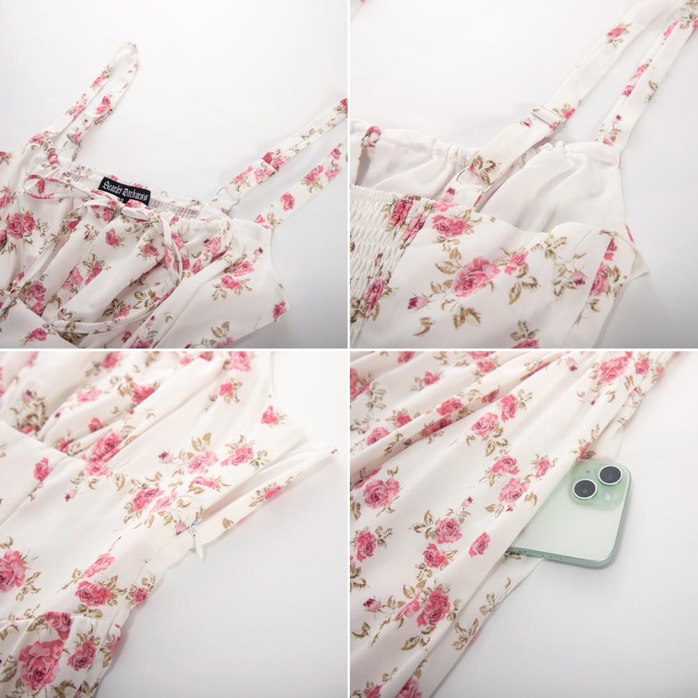 【Valentine's Day Limited】Grace Karin Women's Floral Midi Dress Corset Sundresses 2026 Summer Spring Vacation Milkmaid Dresses