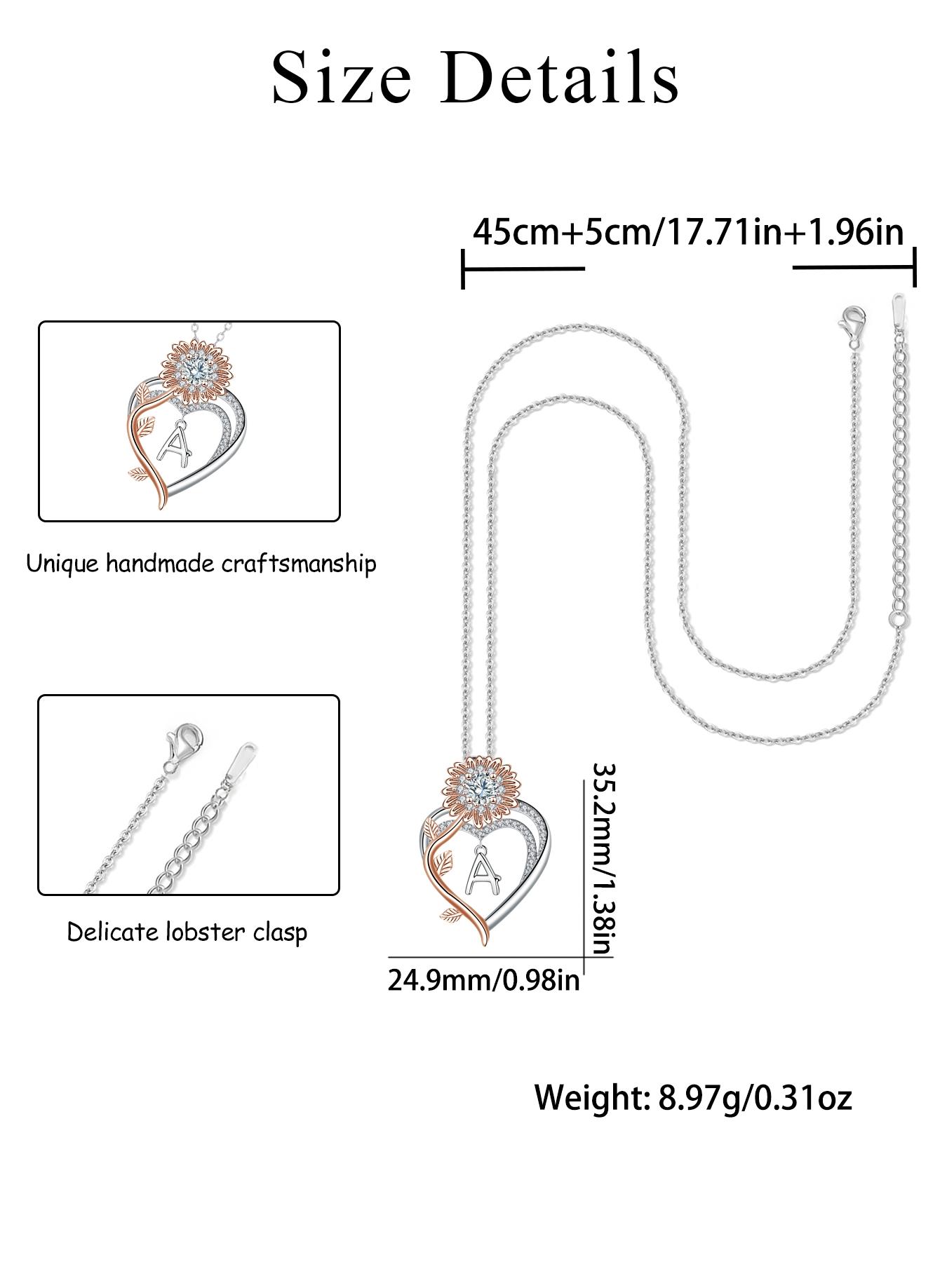Sunflower Initial Heart Necklace with Rose Jewelry Box, Letter Pendant for Women, Mother's Day Birthday Christmas Gift, Exquisite Jewelry Gift