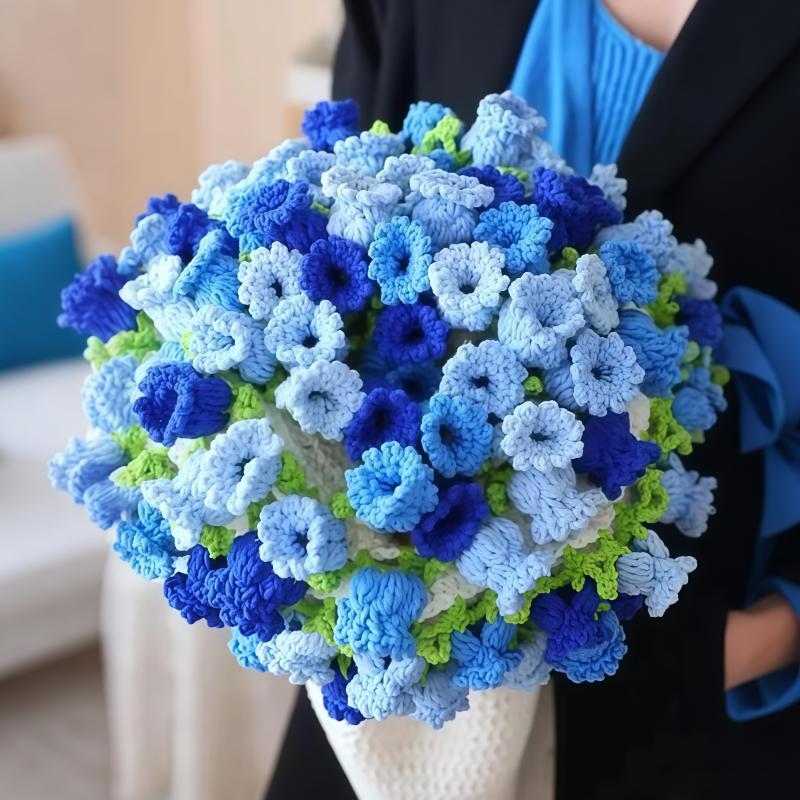 1Set Floral Blanket Crochet Kit for Beginners, Crochet Kit for Adults with Step-by-Step Text Tutorials, DIY Crochet Flower Bouquet Blanket, Handmade Crochet Flowers, Cute Romantic Gift for Girlfriend and mother, Mother's Day Valentine's Day Wedding Ann