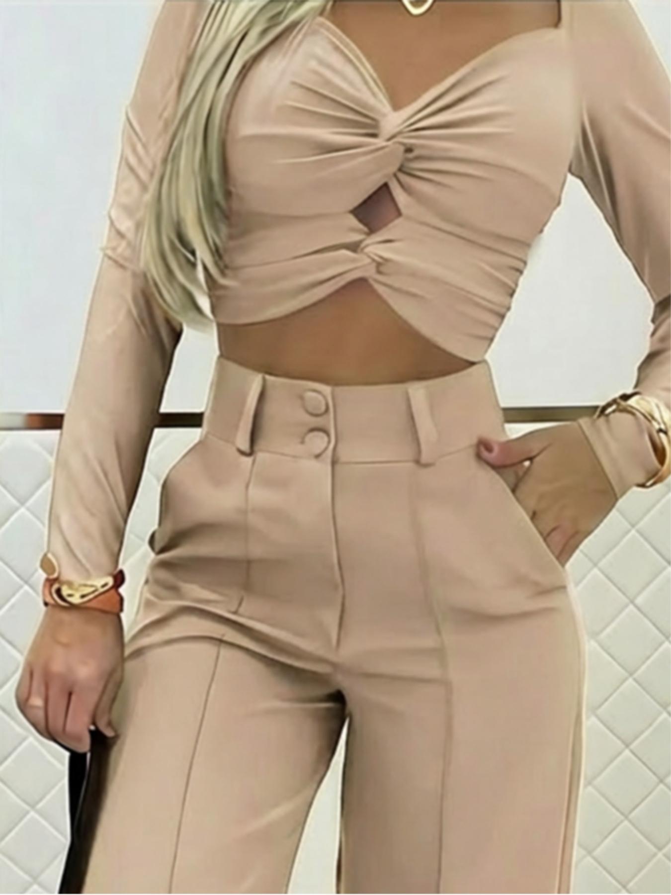 Simple double-breasted wide trousers, a versatile essential for commuting